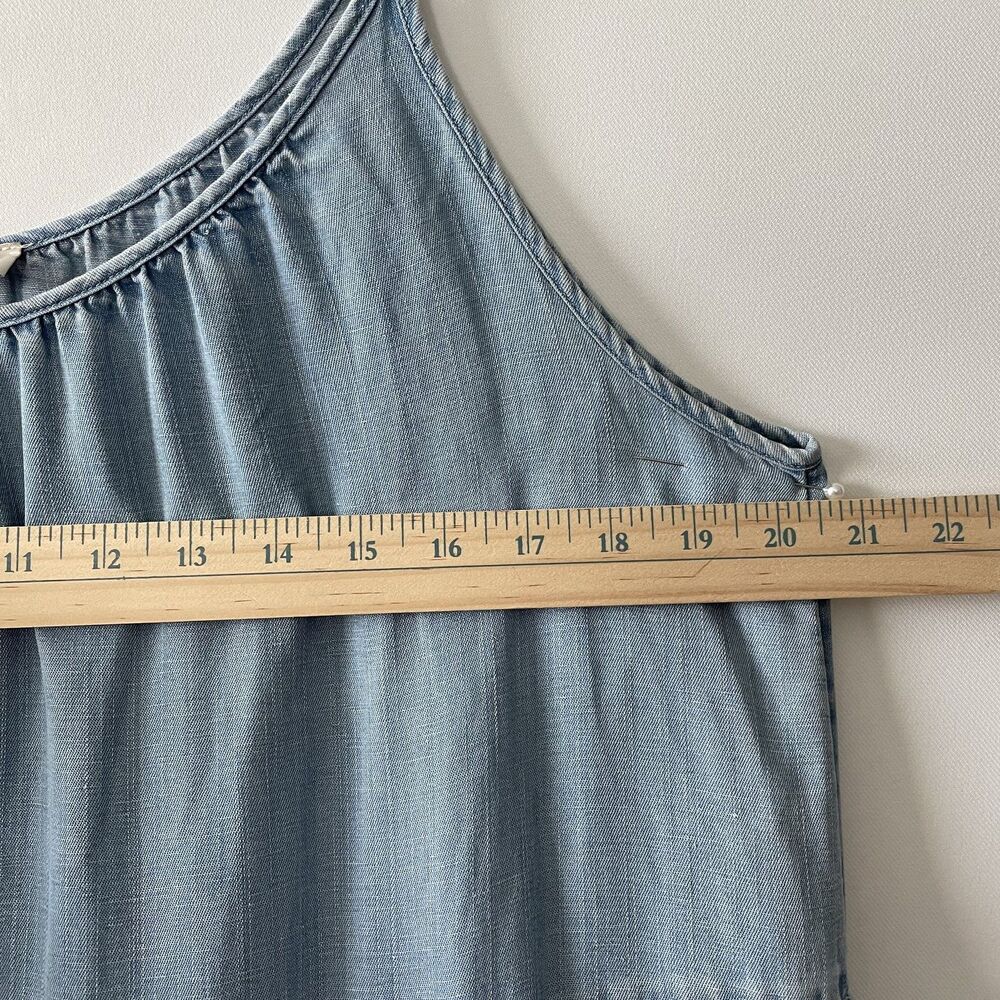 LOFT Tiered Dress Sleeveless Blue Chambray Women's Size L - Picture 5 of 11